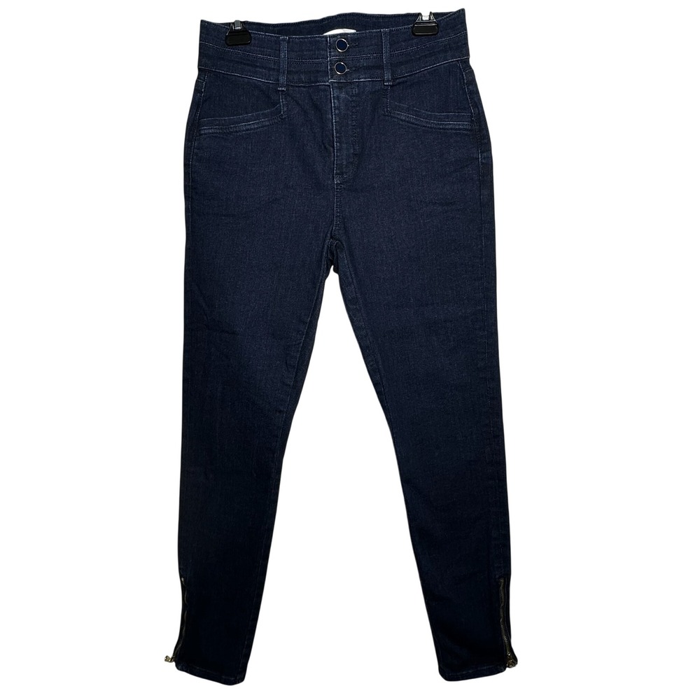LOFT High Rise Skinny Jeans Dark Wash Zip Ankle Women's Size 8 29x28.5